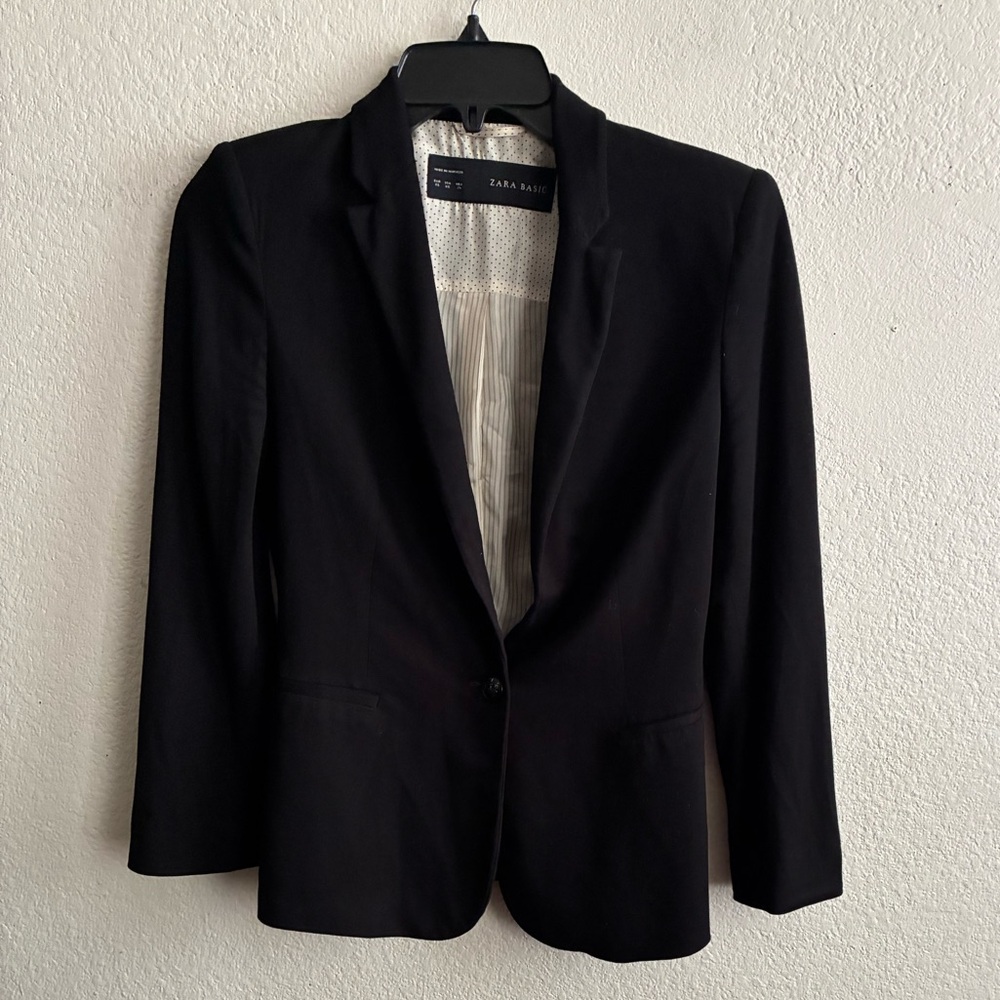 Zara Classic Style Basic Single Button Black Blaz… - image 2
